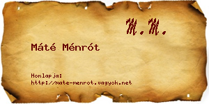 Máté Ménrót névjegykártya